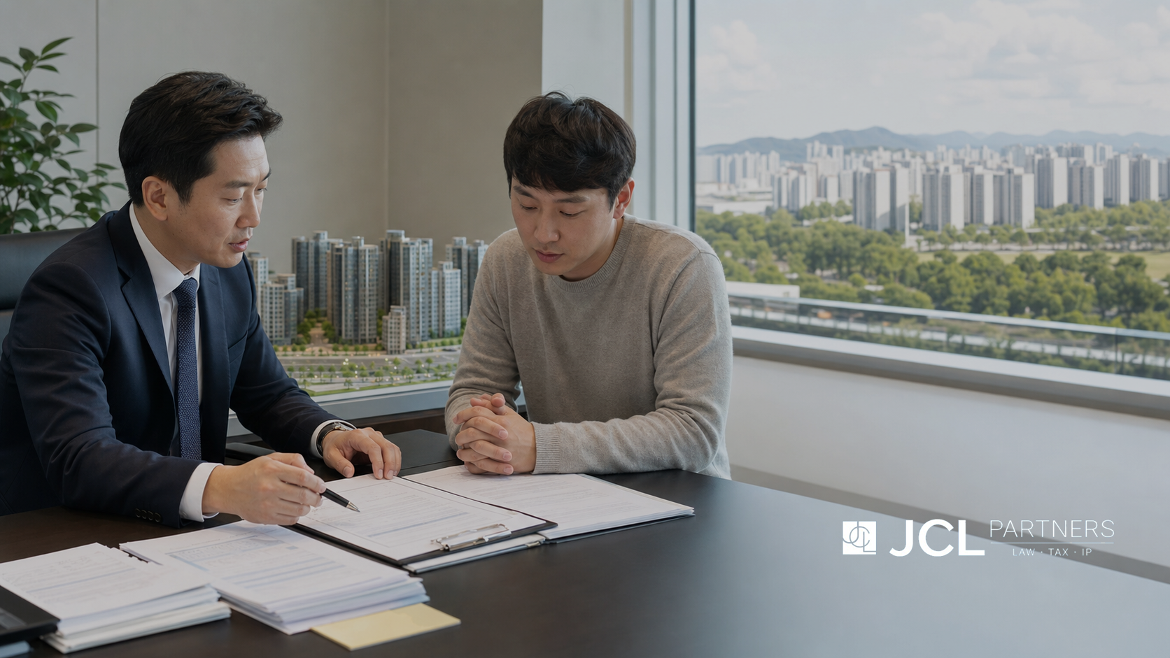 아산배방 금강펜테리움 공급계약과 대출 자료를 검토하는 법률 상담 장면